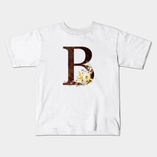 Floral Monogram B Lovely Autumn Foliage Kids T-Shirt